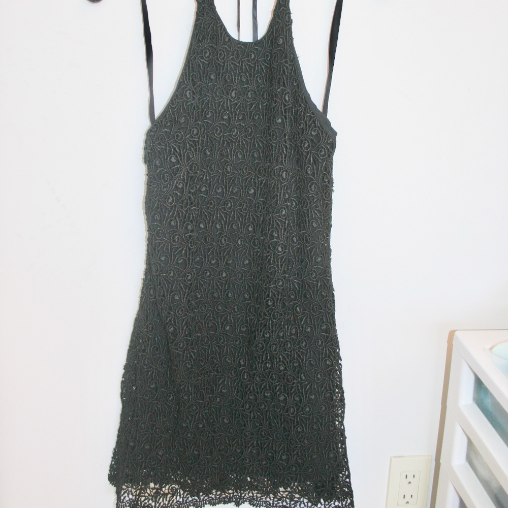 Banana Republic Black Lace Halter Mini Dress Sz 2